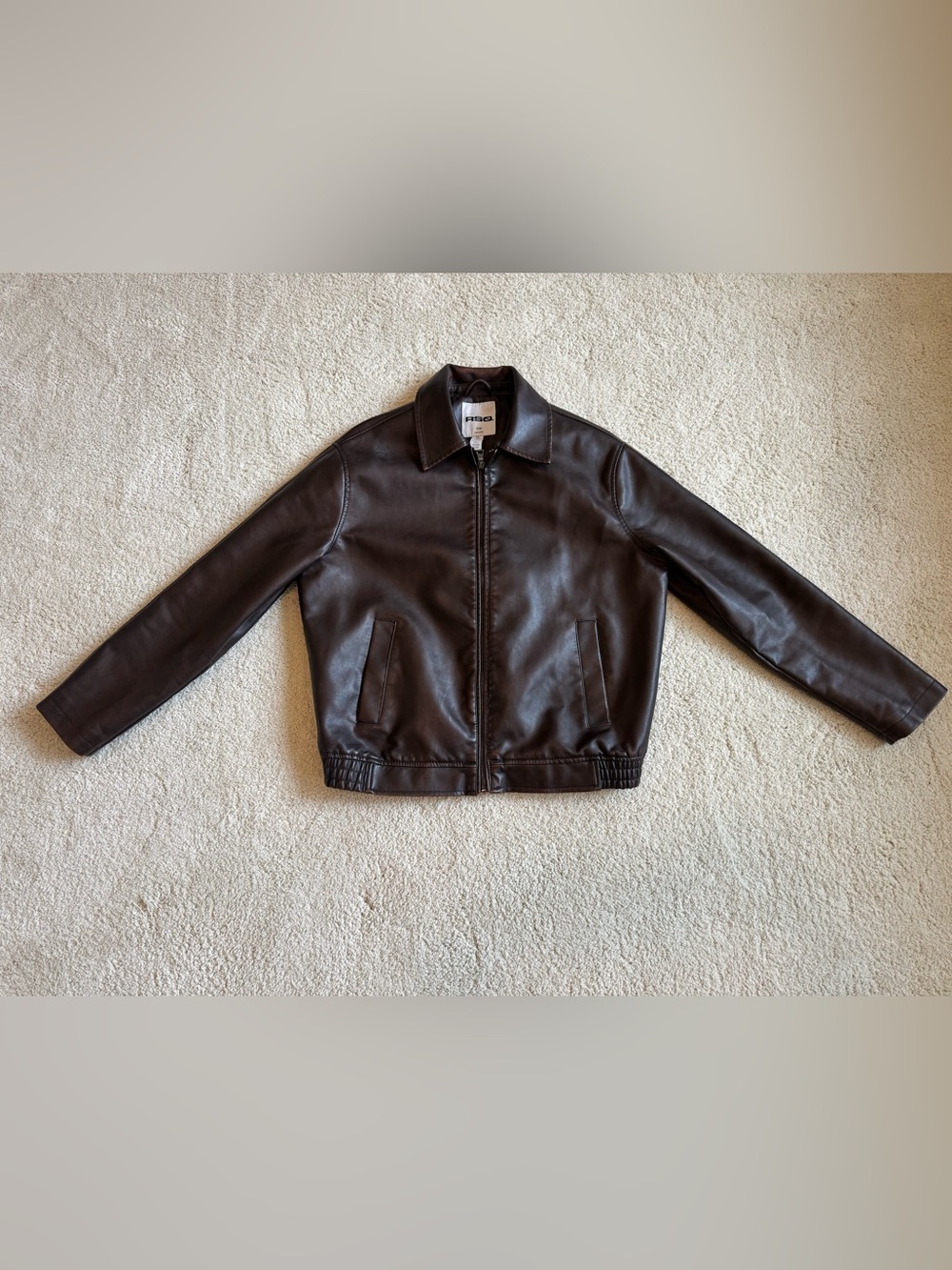 Men’s RSQ Dark Brown Faux Leather Bomber Jacket